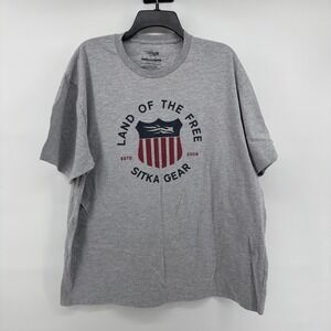Sitka Shirt Mens 2XL Gray Land Of The Free Graphic Tee Tagless Patriotic USA